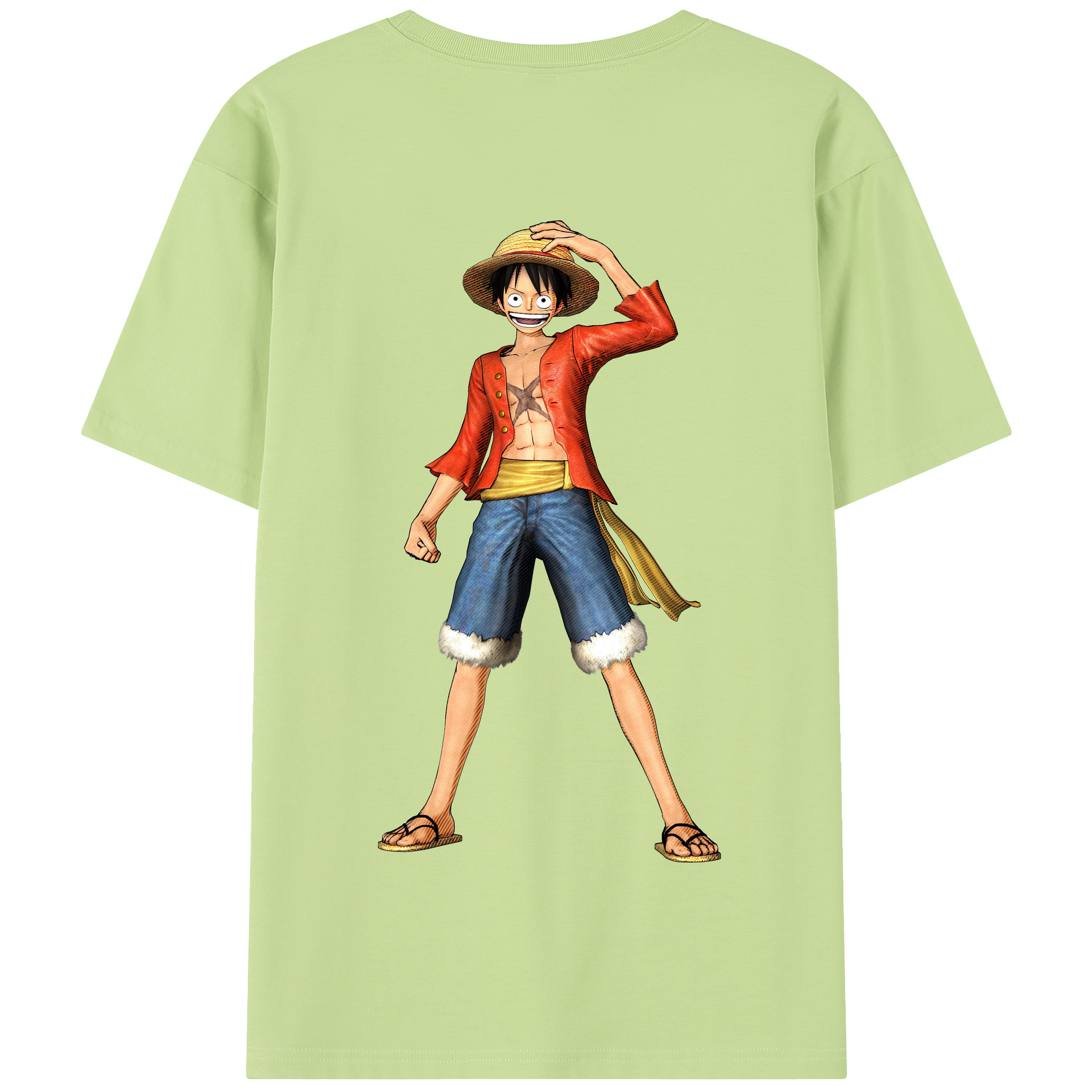 ワンピース モンキー・D・ルフィ ONE PIECE Monkey D. Luffy 綿100％半袖Tシャツ（背面プリント）